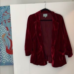 Velvet blazer (slight stretch) cinched cuffing